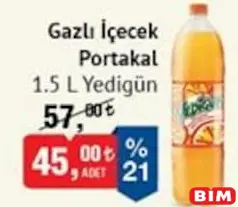 YEDİGÜN GAZLI İÇECEK PORTAKAL 1,5 L fiyat ve kampanya bilgisi